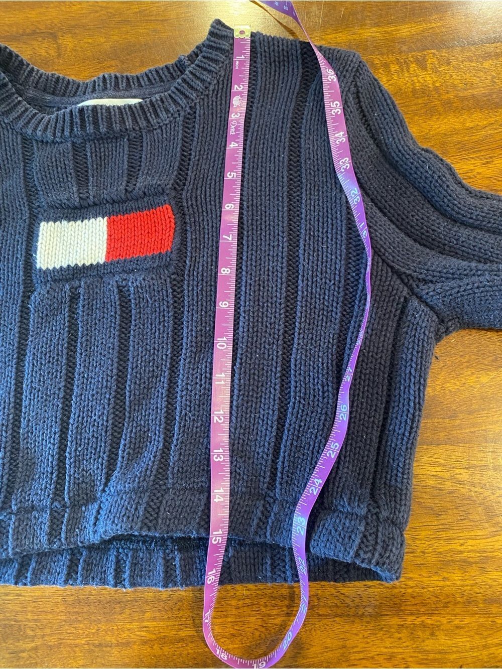 Vintage Y2K Tommy Hilfiger cropped ribbed knit sweater women’s xs flag logo - Picture 8 of 8
